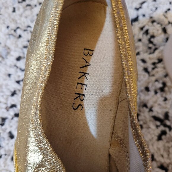 Bakers Gold Platform Lace Up Italy Ankle Chunky Heels - Picture 10 of 13